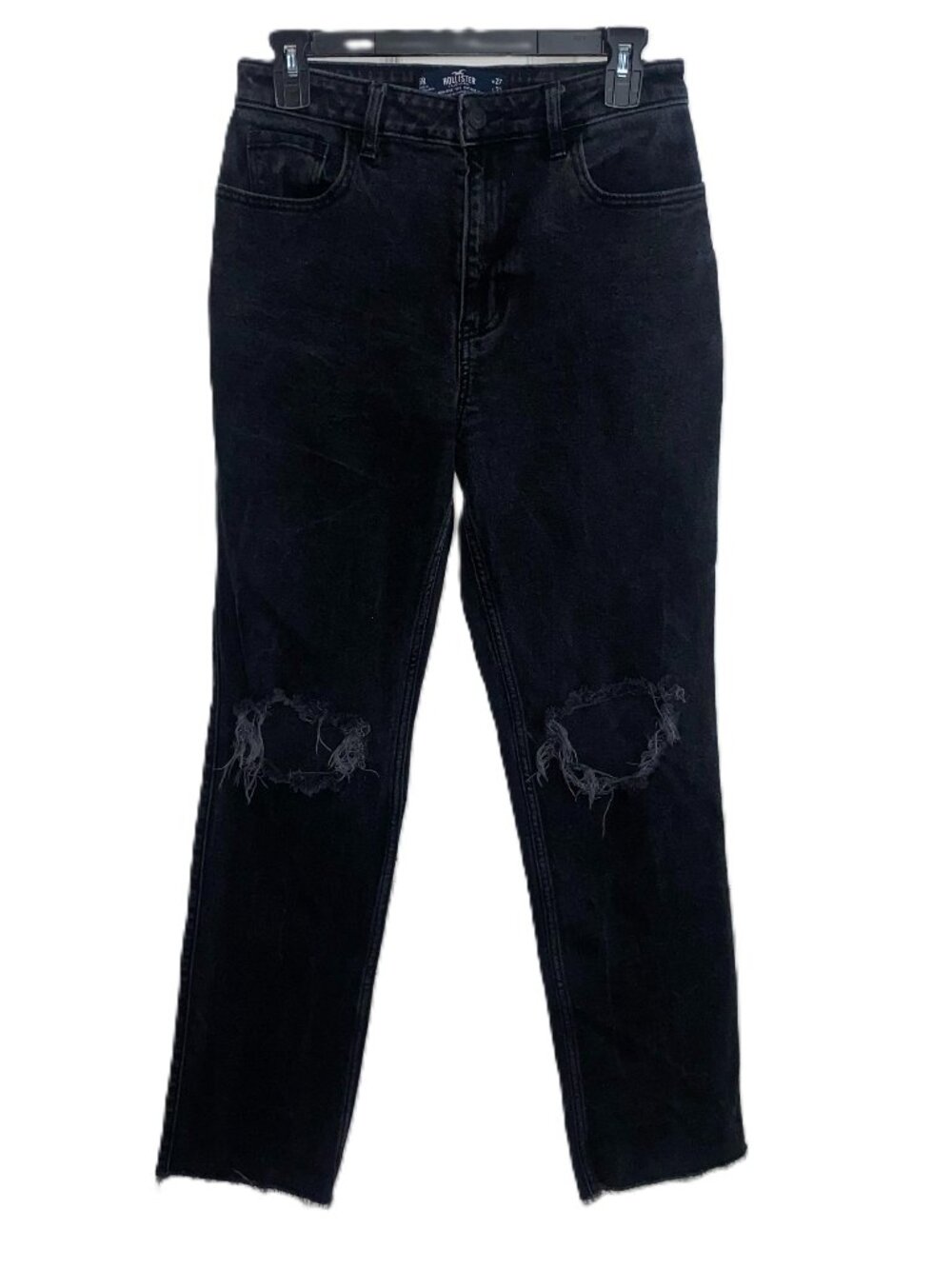 Hollister Black Distressed 90s Straight High Rise Vintage Grunge Jeans 27